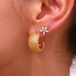 ” C- Hoop 18K Plated Stainless Steel Earrings
